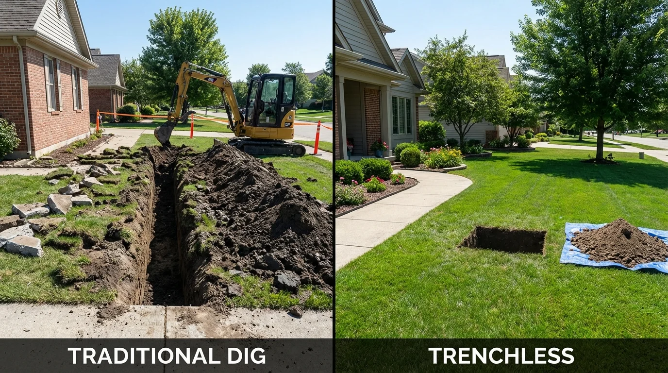 Trenchless sewer repair with minimal yard damage versus traditional excavation in Sutter Creek, CA